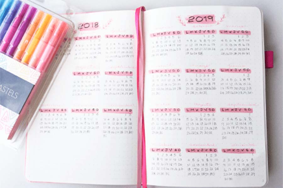 calendario anual bullet journal