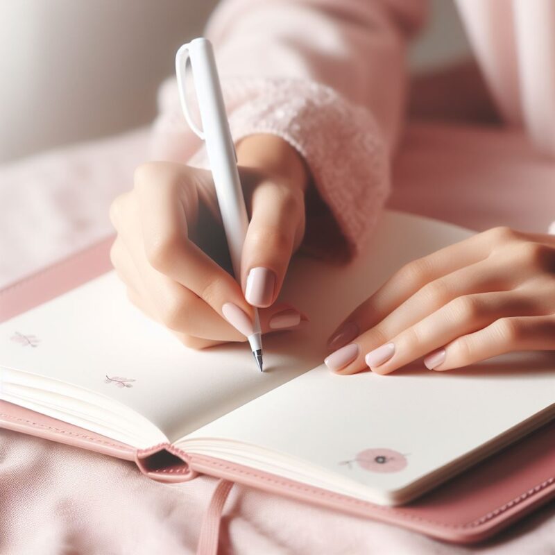 chica escribiendo en un cuaderno journaling
